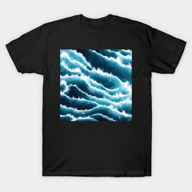 Hyperrealistic blue ocean waves T-Shirt by Crestern